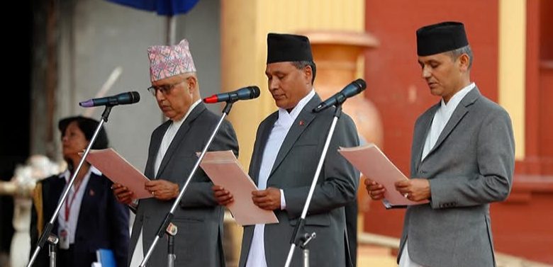 नवनियुक्त तीन मन्त्रीको पद तथा गोपनीयताको शपथ