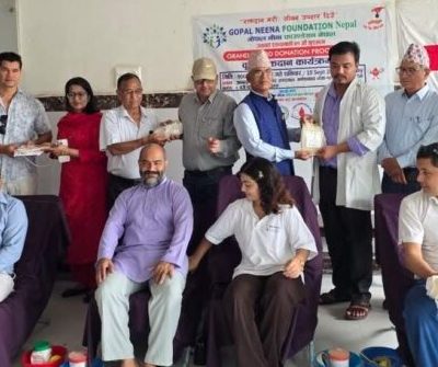 रक्त अभियन्तालाई सम्मान सहित फाउण्डेसनमा ६३ जनाले गरे रक्तदान